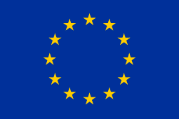 Flagge der Europäischen Union mit zwölf goldenen Sternen in einem Kreis auf blauem Hintergrund