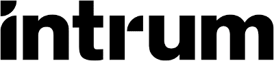 Schriftzug mit dem Wort "intrum" in schwarzer, moderner, serifenloser Schrift auf transparentem Hintergrund