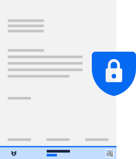 Grafik eines Dokuments mit einem blauen Schild rechts, das ein weißes Schloss-Symbol zeigt, als Hinweis auf Datenschutz oder Sicherheit