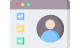 Digitale Bürgerverwaltung Vier bunte Checkboxen in einer vertikalen Spalte, daneben ein graues Feld mit einem generischen Benutzer-Icon in Grau und Braun auf blauem Hintergrund