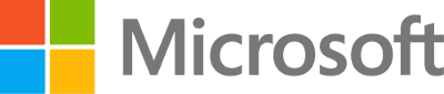 Microsoft-Logo mit vier farbigen Quadraten in Rot, Grün, Blau und Gelb links daneben der Schriftzug Microsoft in Grau