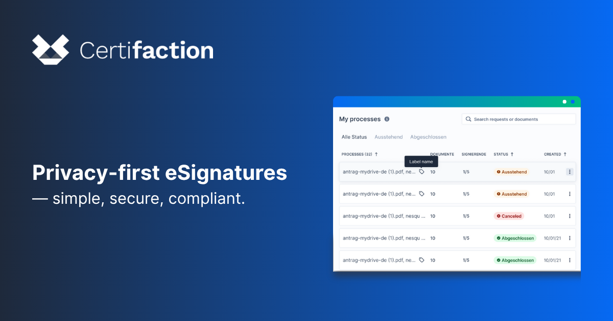 Digital Signatures with Privacy-first approach | Certifaction eSigning