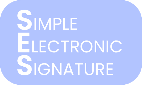 Text with the words Simple Electronic Signature superimposed on a light blue background, with the initial letters S, E and S highlighted